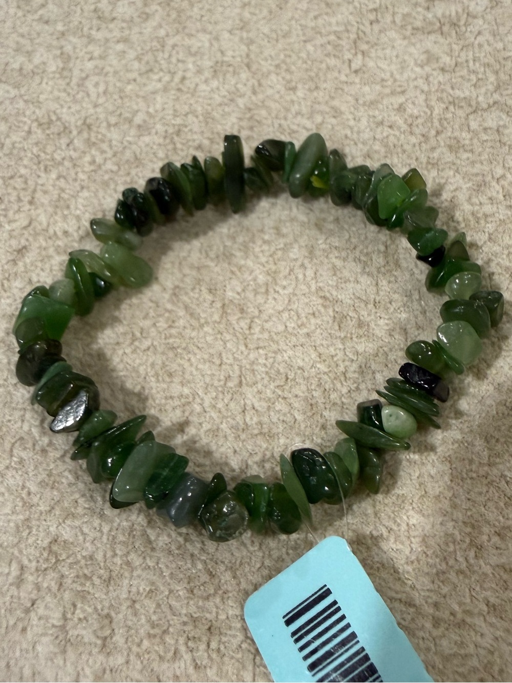Hetian Green Chip Stone Stretch Bracelet